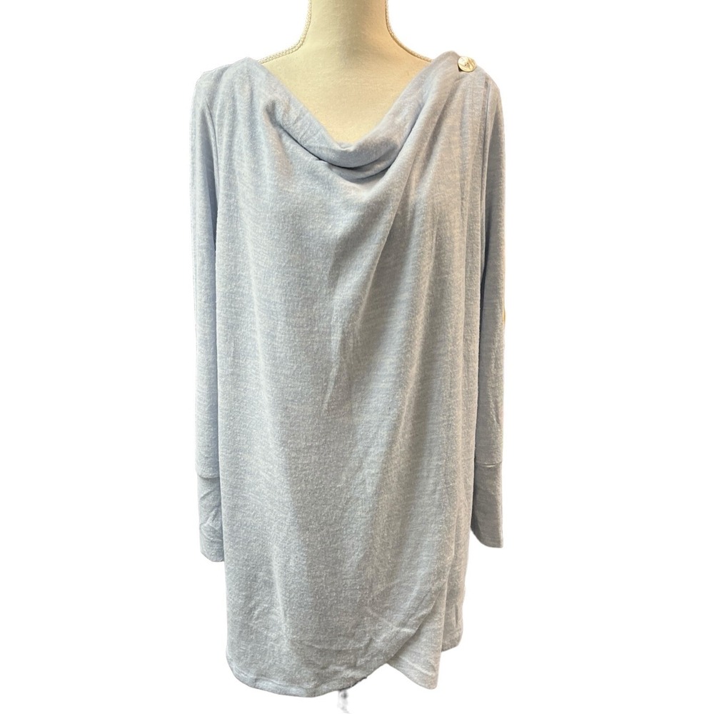 Soft Surrounding Womens XL Spring Air Pullover Light Blue Tunic Crossover Button